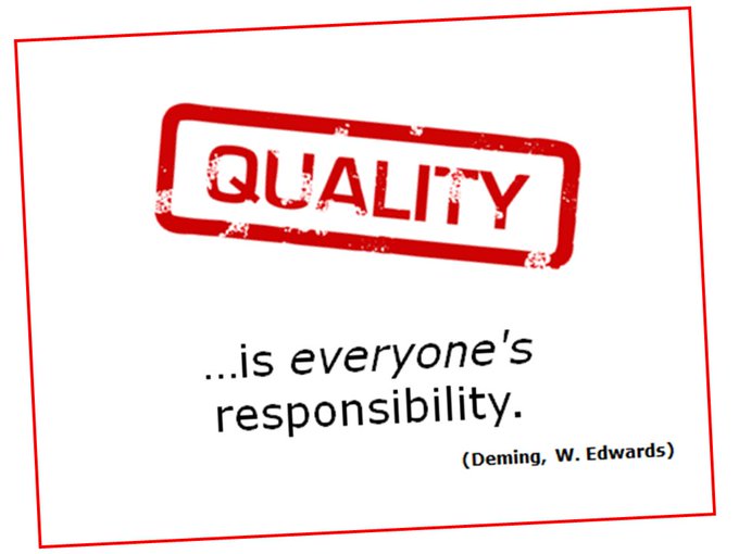 Quality is everyone's responsibility. Attributed to W. Edwards Deming.